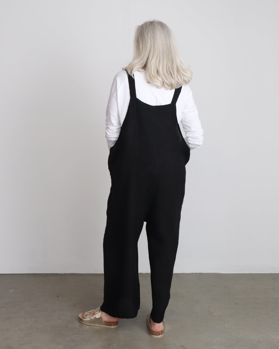 Emma Linen Dungarees - Black – Ollie & Nic