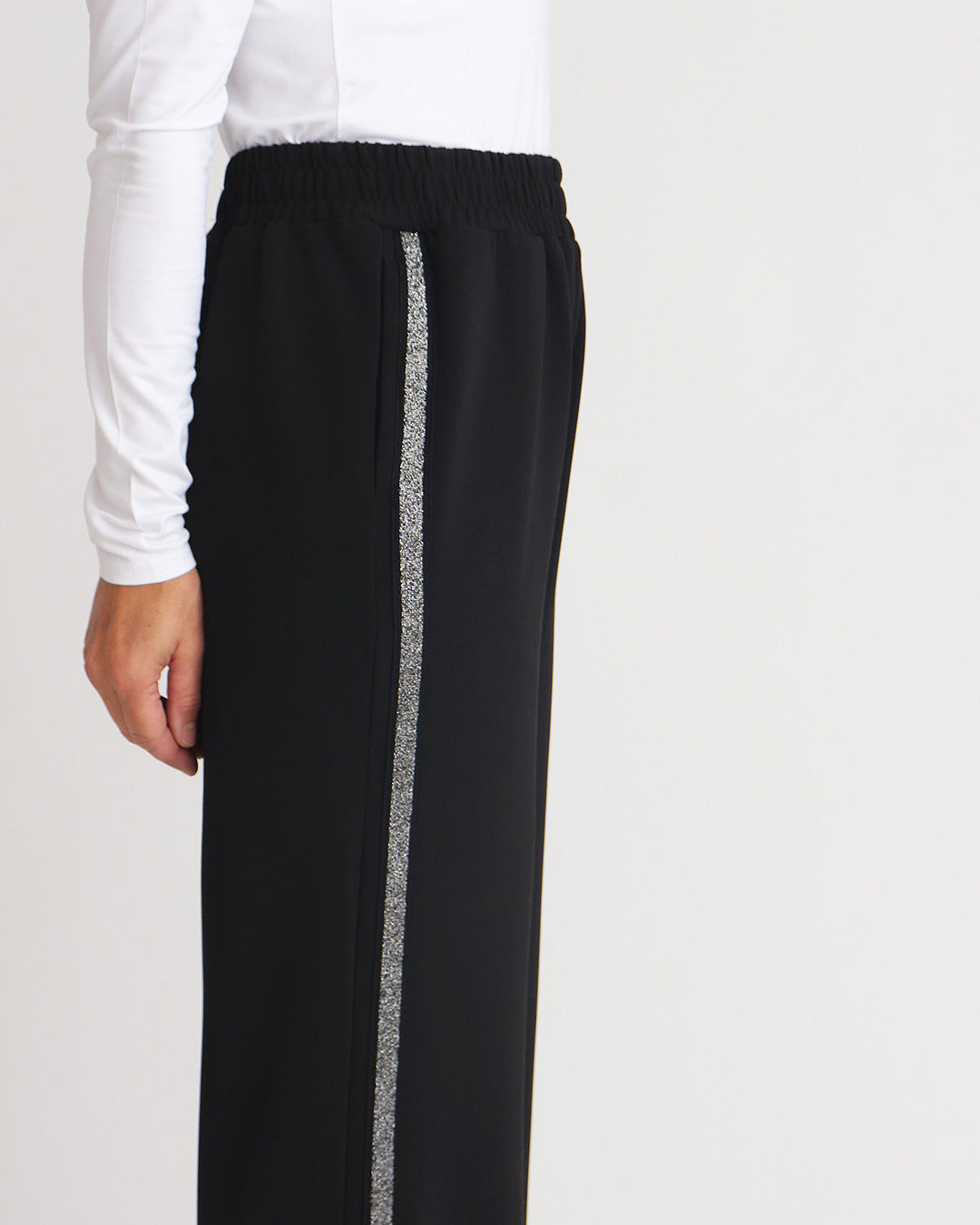 Sylvia Silver Stripe Trousers - Black – Ollie & Nic
